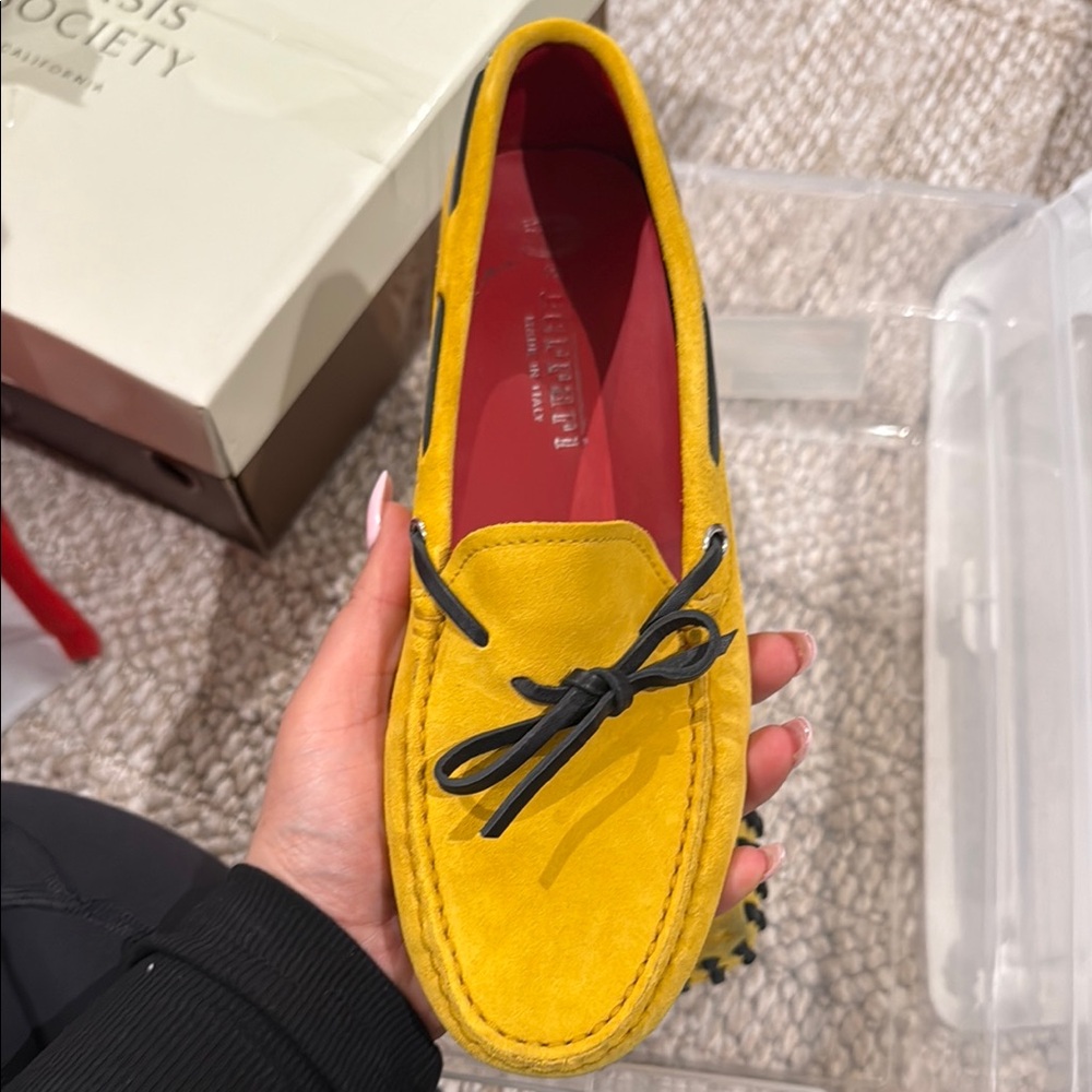 Tod’s Ferrari Yellow Suede Loafers